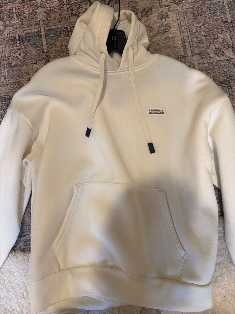 ESSENTIALS Cream Pullover Hoodie with Mini Logo